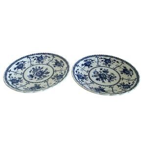 Vintage Johnson Bros. Indies Blue & White Saucers 5.5" Dia. Set Of 2